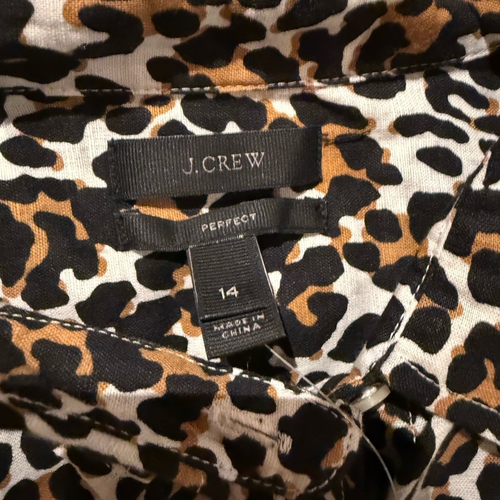 J. Crew Leopard Print Blouse in Black and Tan